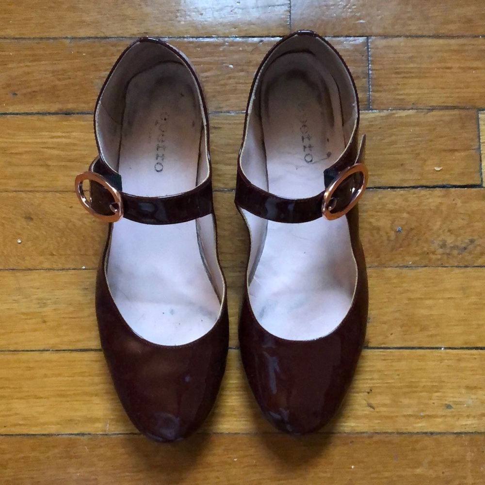 Repetto Brown Patent Mary Jane Flats with Buckle